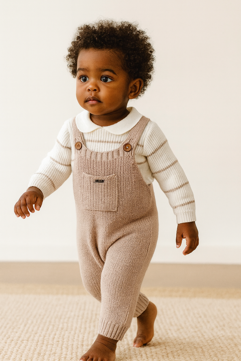 Mocha Knit Suspender Set – 100% Cotton Two-Piece