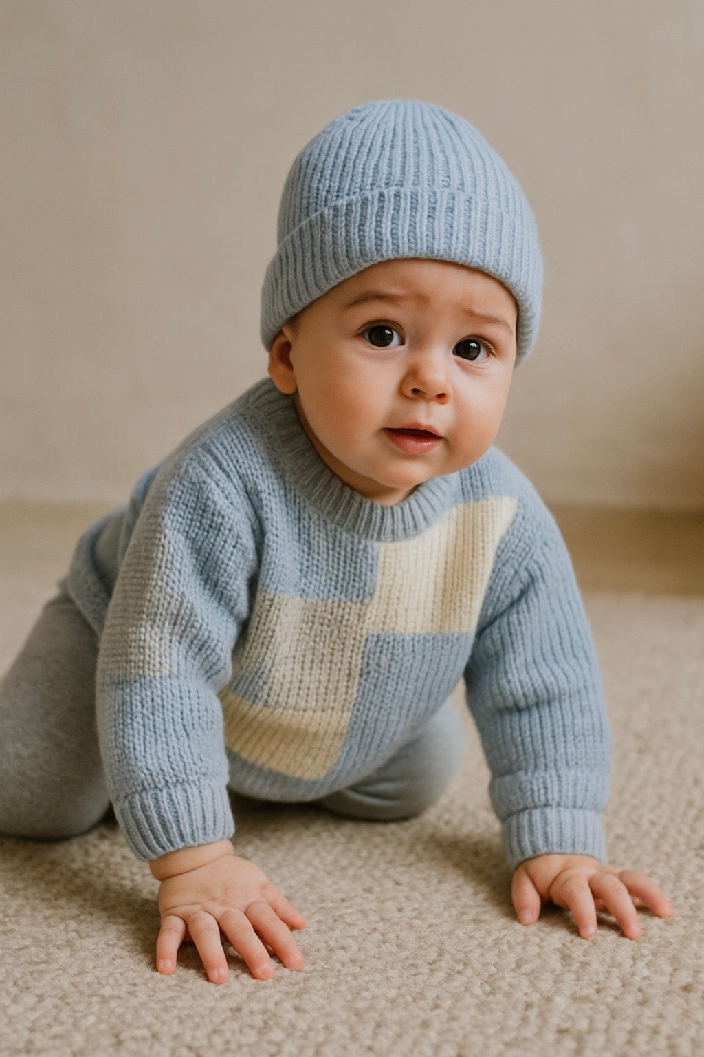RYAN 3 PIECES CHUNKY KNIT SET | Blue