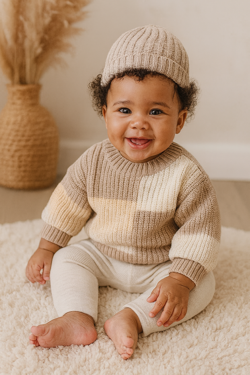 RYAN 3 PIECES CHUNKY KNIT SET | Cream