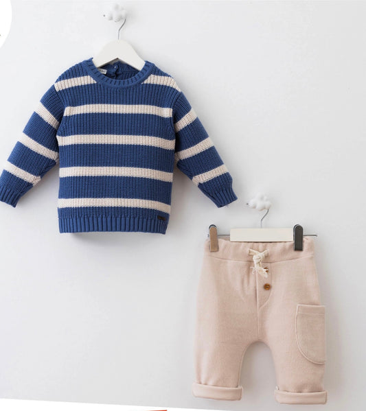 Navy Stripe Knit Sweater Set – Cotton Baby & Toddler Outfit