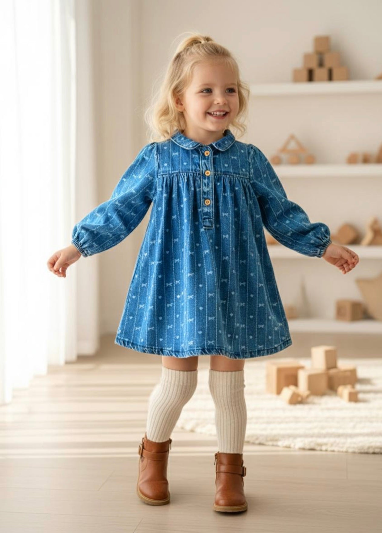 denim dress toddler girl Gap Factory Babygap Ruffle Denim Dress Medium Wash Size 12-18 M