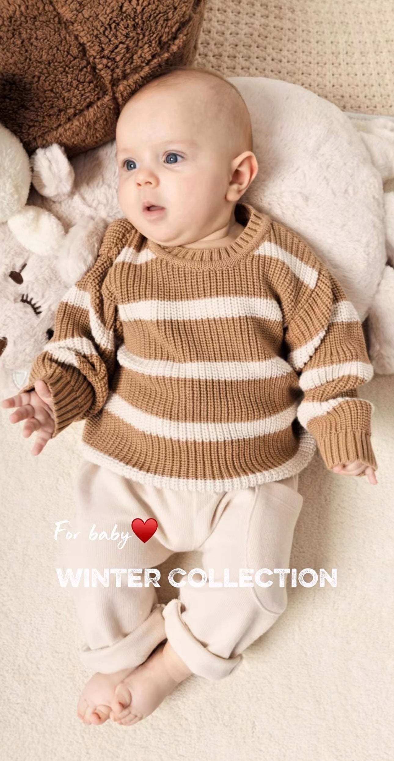 Caramel Stripe Knit Sweater Set – 100% Cotton Cozy Two-Piece