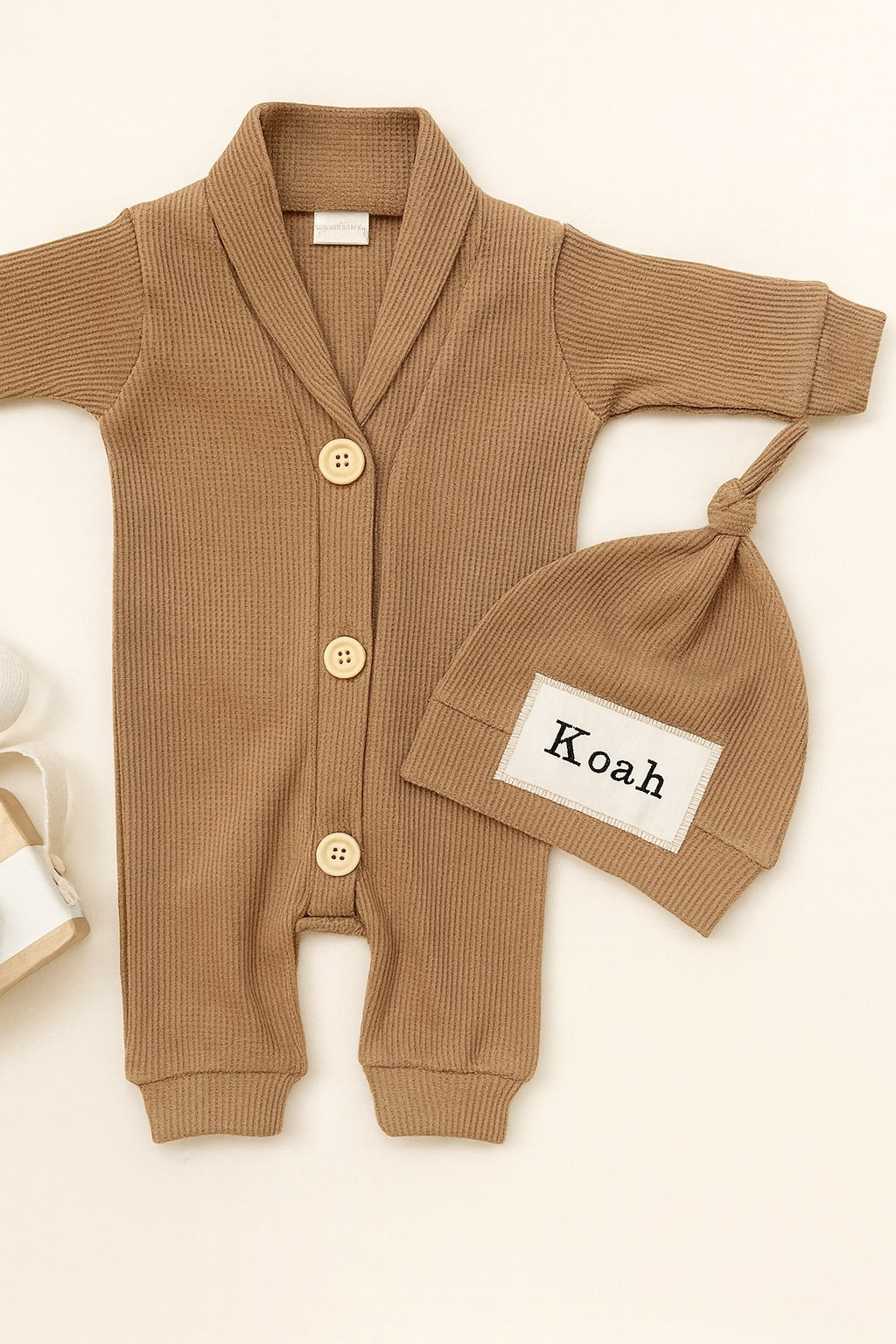 Thermal Knit Set with Optional Embroidered Hat | Brown