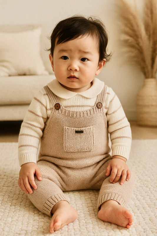 Mocha Knit Suspender Set – 100% Cotton Two-Piece