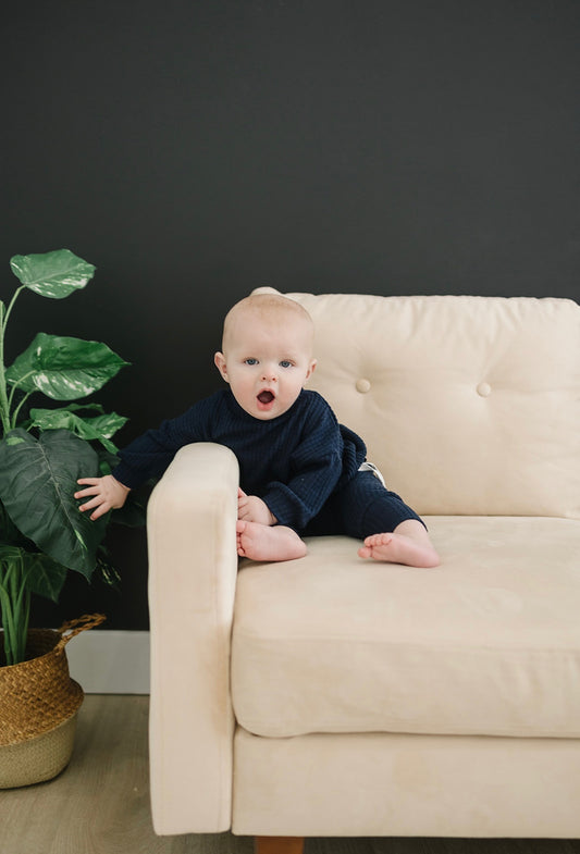 Oversized Waffle Lounge Set | Navy