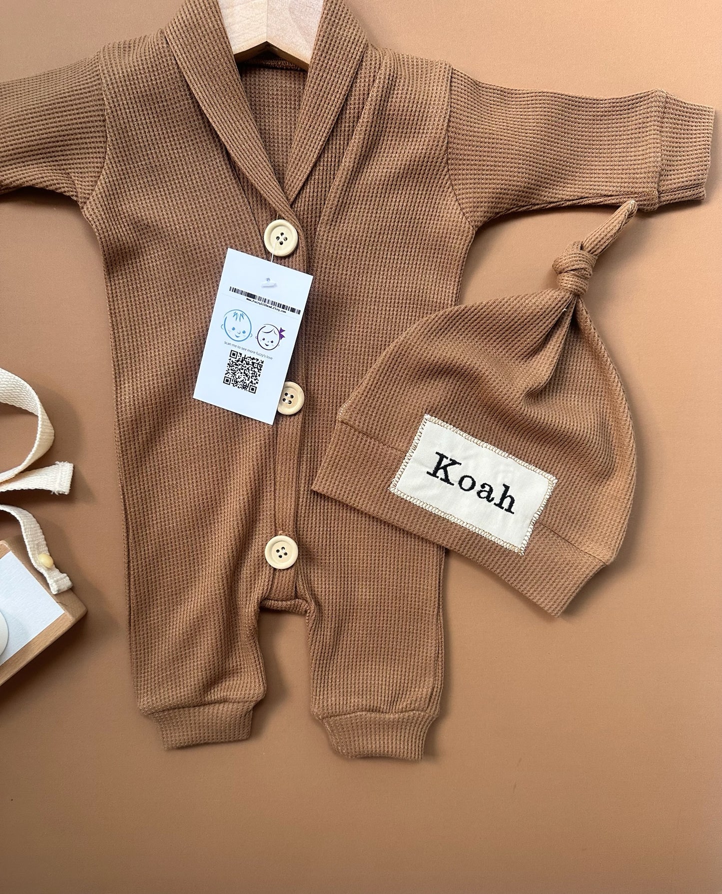 Thermal Knit Set with Optional Embroidered Hat | Brown