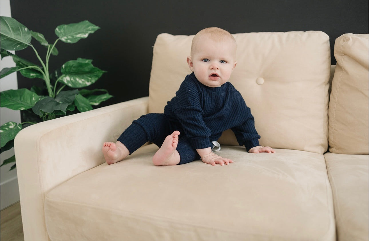 Oversized Waffle Lounge Set | Navy