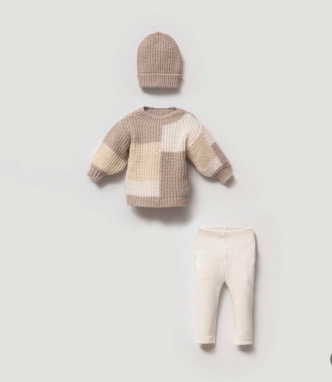 RYAN 3 PIECES CHUNKY KNIT SET | Cream