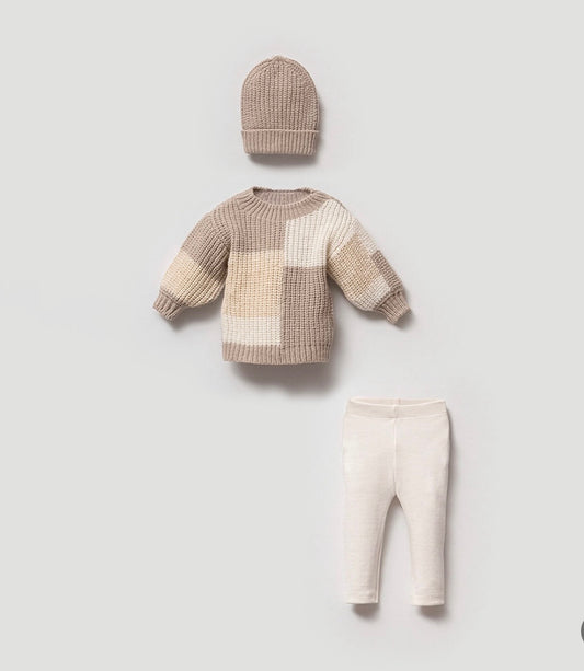 RYAN 3 PIECES CHUNKY KNIT SET | Cream