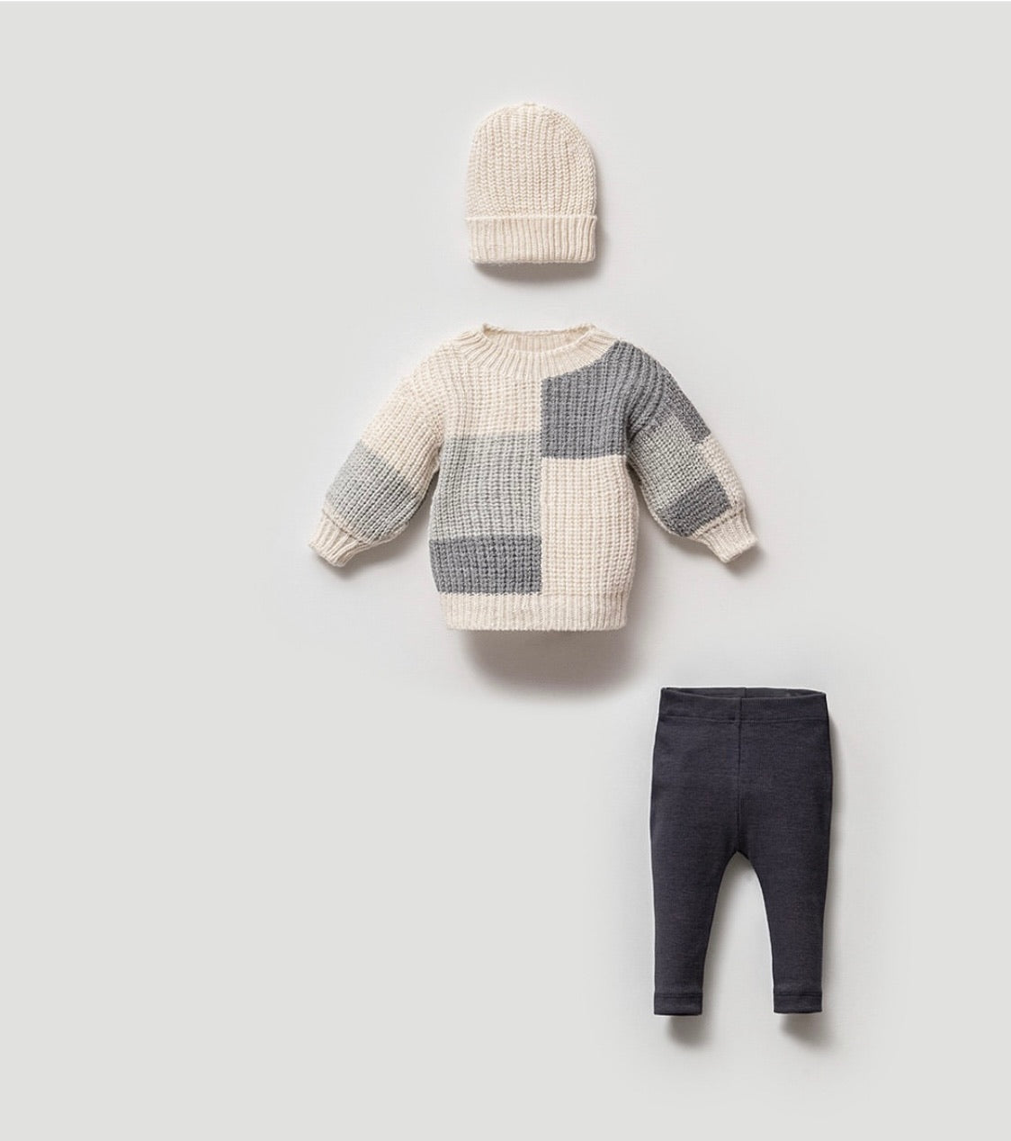 RYAN 3 PIECES CHUNKY KNIT SET | Stone