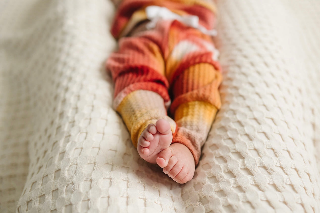 Oversized Waffle Lounge Set | Orange/Mocha Tie-Dye