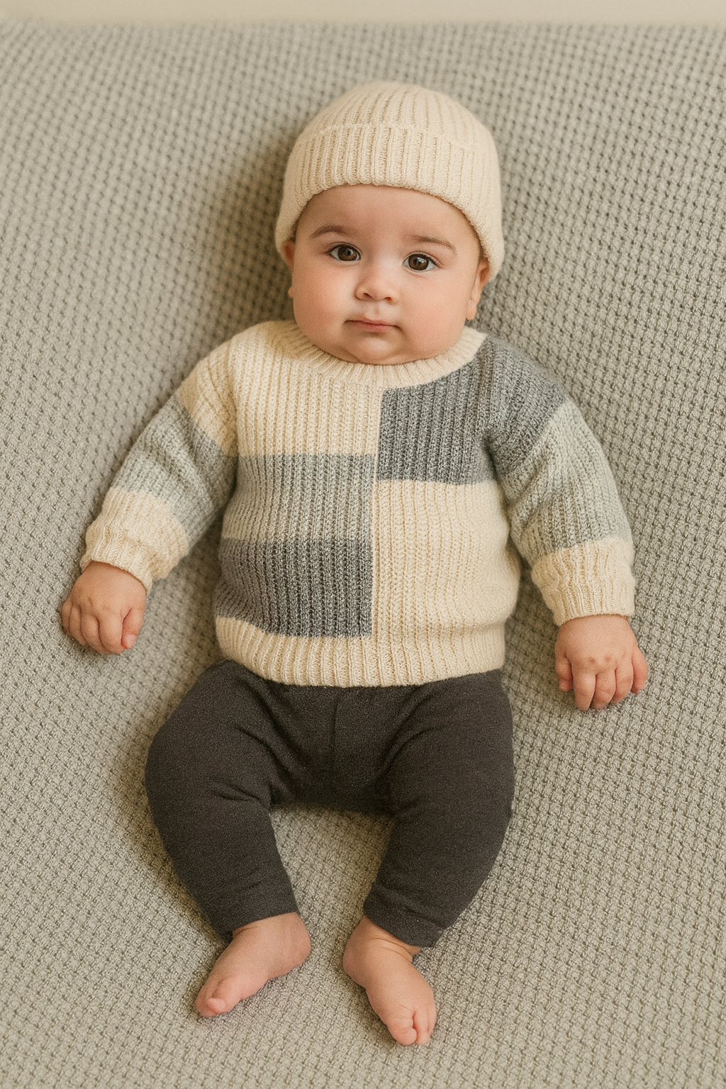 RYAN 3 PIECES CHUNKY KNIT SET | Stone