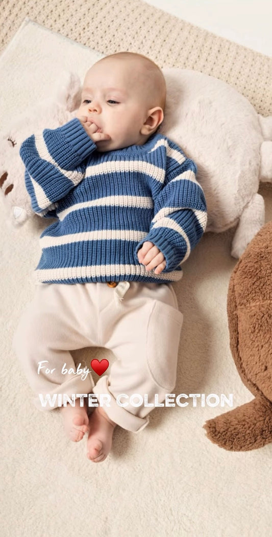 Navy Stripe Knit Sweater Set – Cotton Baby & Toddler Outfit
