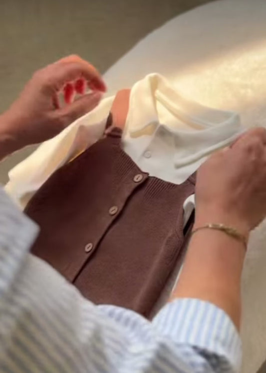 3 PIECES SET KNIT SUSPENDERS OVERALLS | Gray